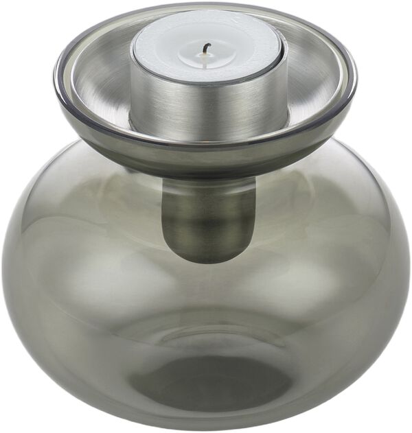Vase/Lysestake Inu 11 x 10 cm Smoked Grey/Steel