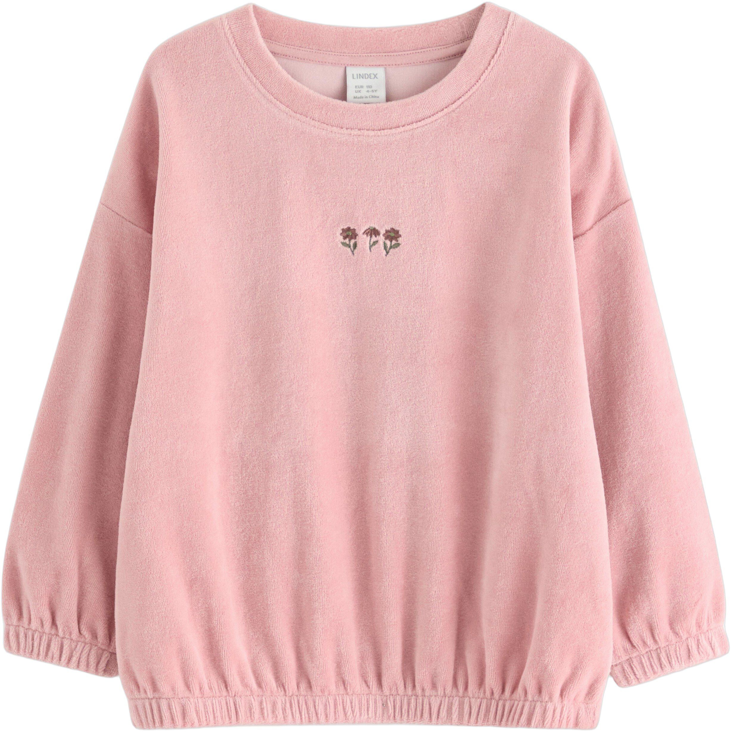 Oversized velourtr&ouml;ja med broderi