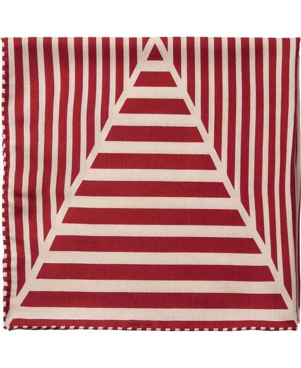 Geometric wool / silk Scarf - 61x61cm - Geometric Red