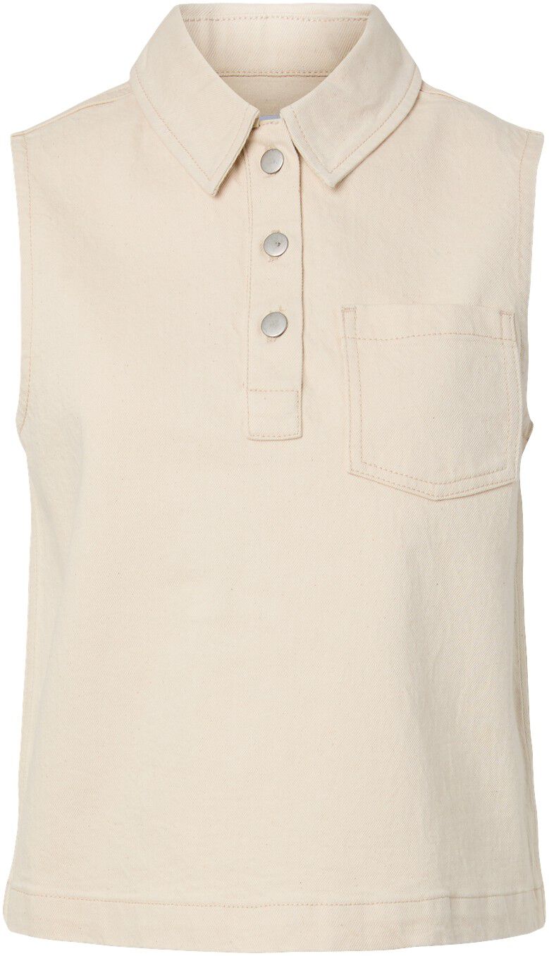 Pcgrace Sl Denim Polo Top Bc