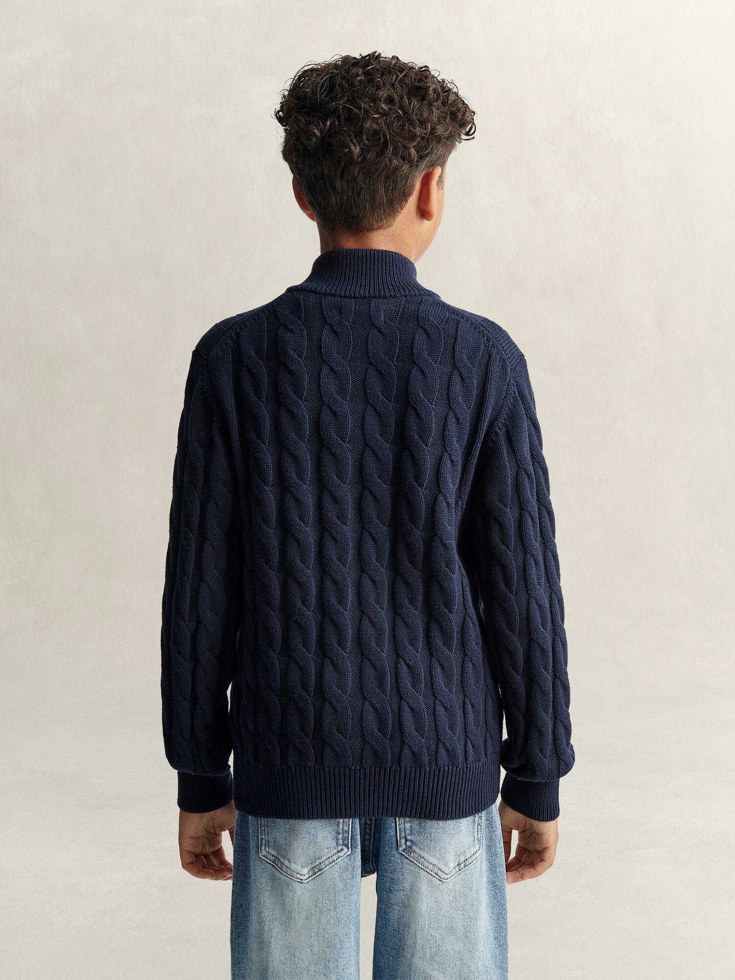 Shield Cotton Cable Zip Sweater