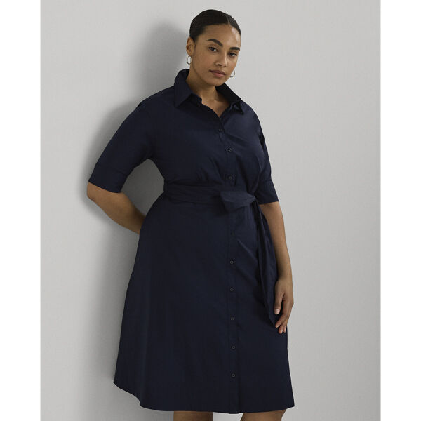 Belted Cotton-Blend Shirtdress