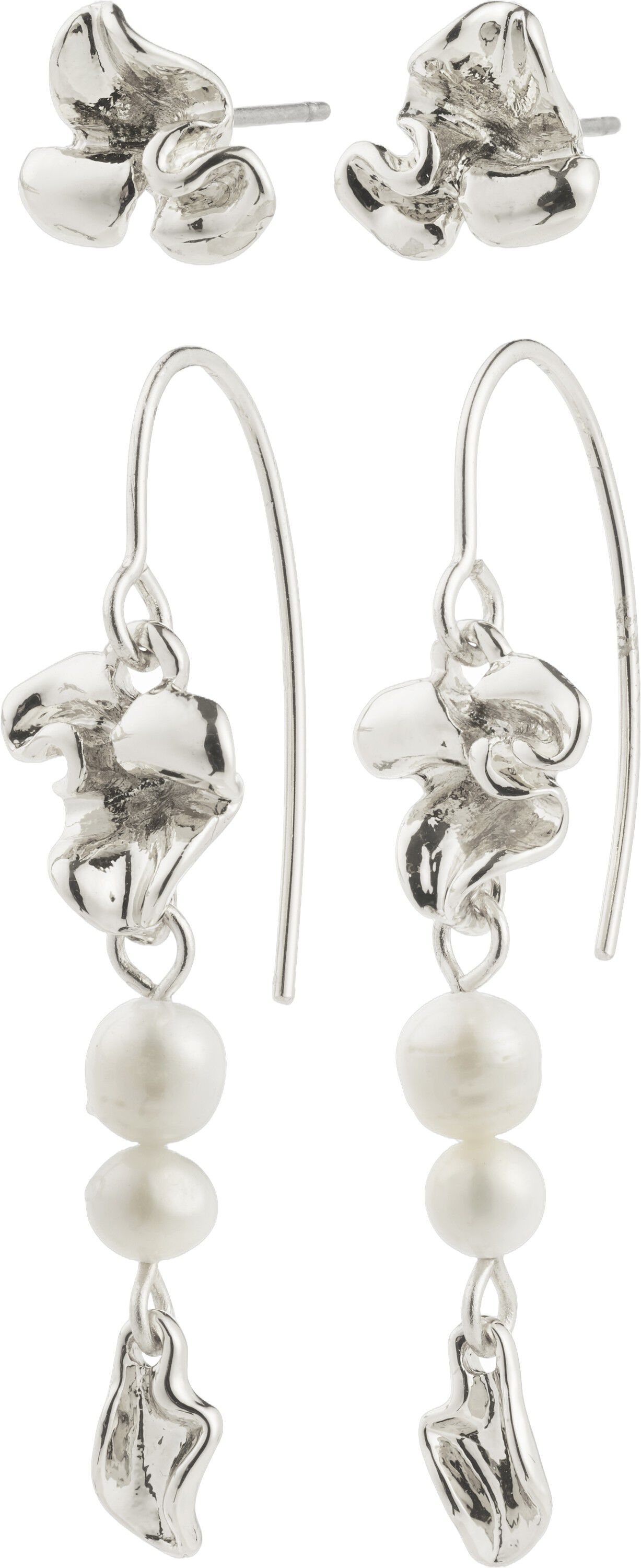 LUIS earrings 2-in-1 set, silver-plated