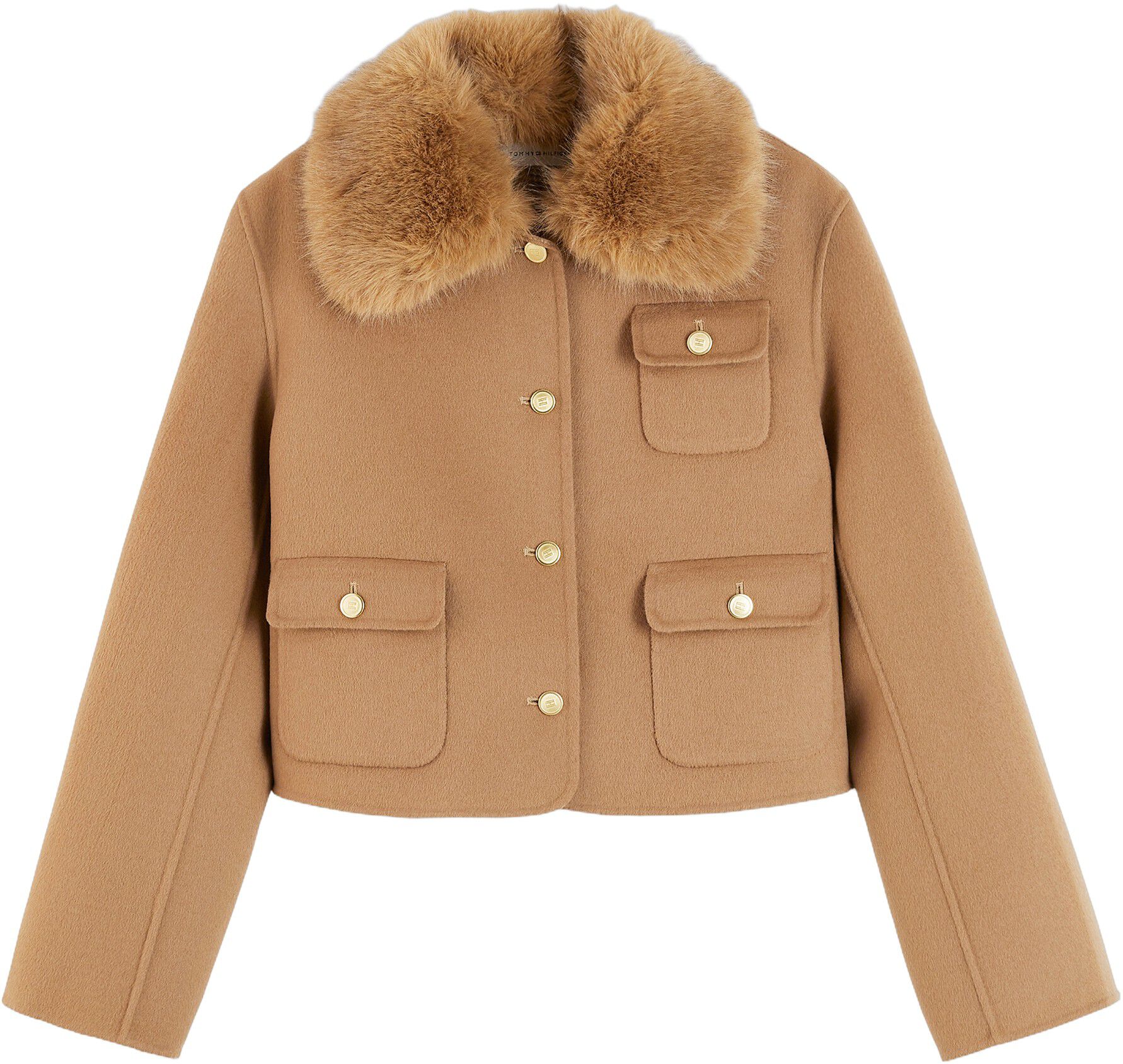 Faux Fur Collar Wool Blend Jacket