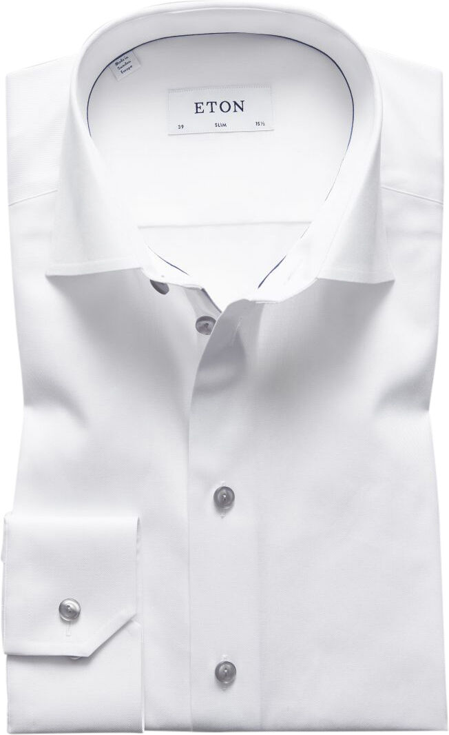 White Twill Shirt Grey Details - Slim Fit