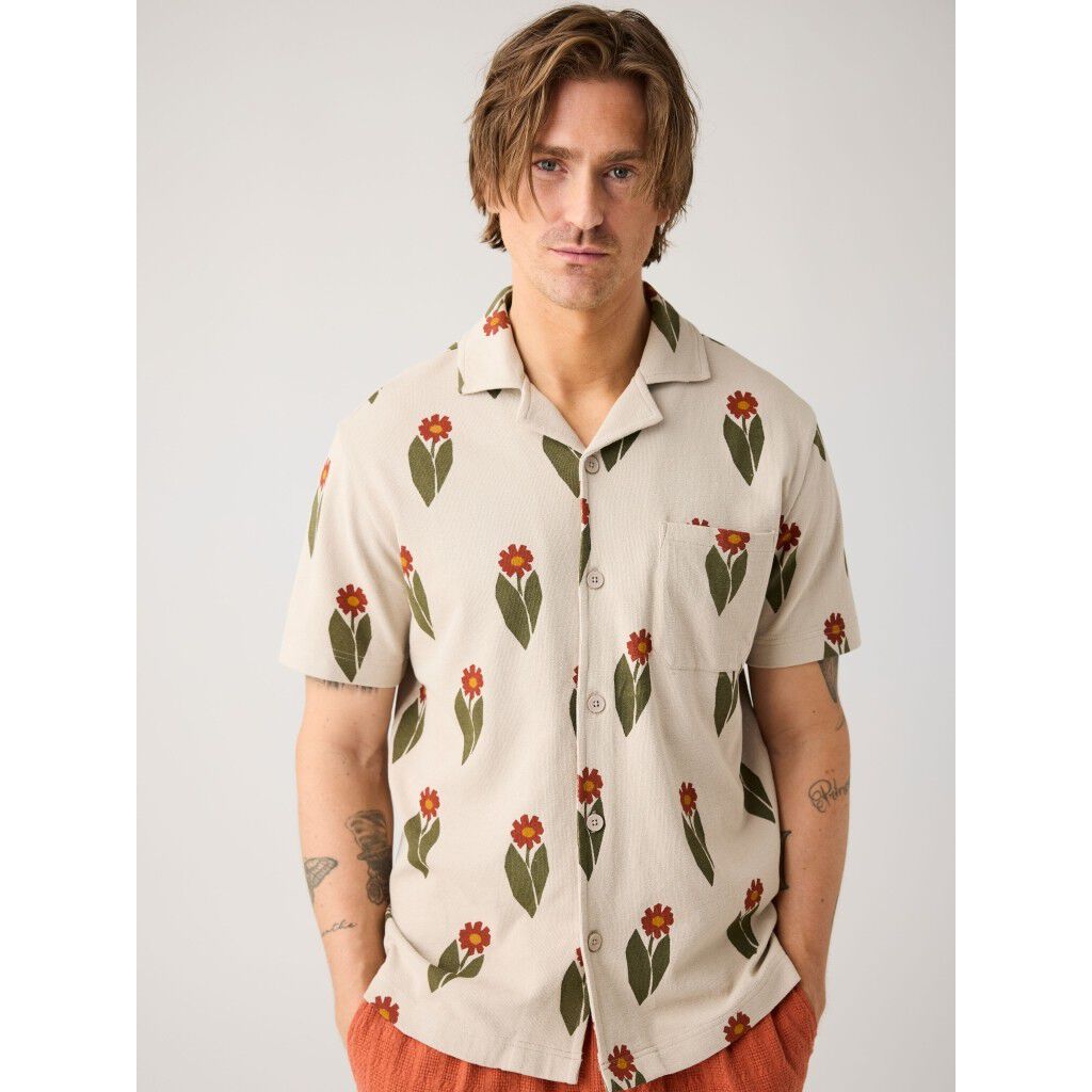 Boucl&eacute; print short sleeve shirt