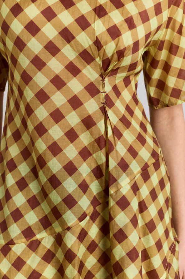 HARMONY MIDI DRESS - CHOC AVO GINGHAM