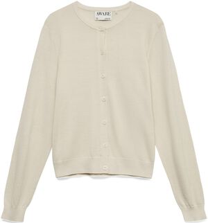 AWCARA LS O-NECK WOOL CARDIGAN