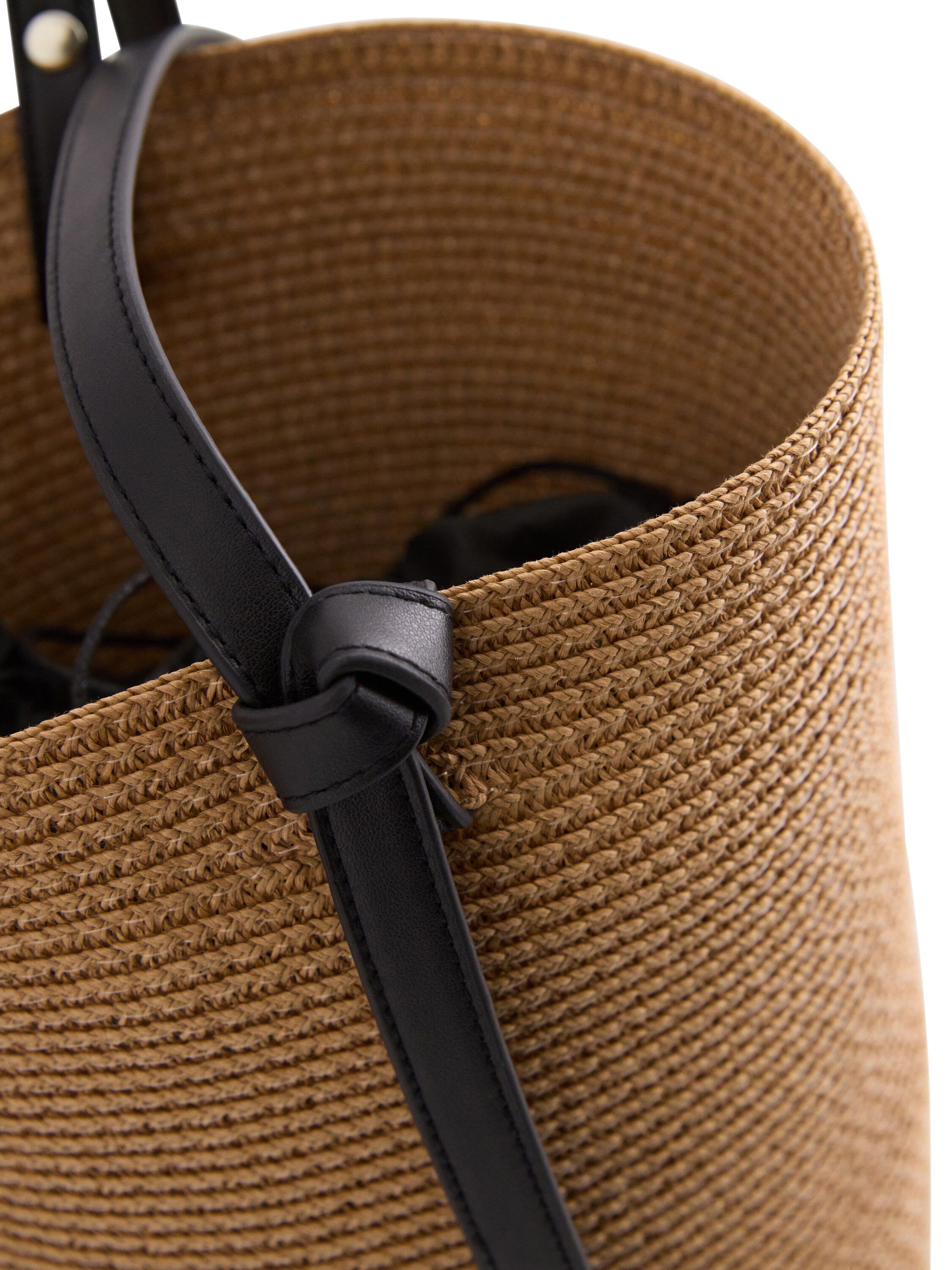 Straw bag with a removable cloth ba