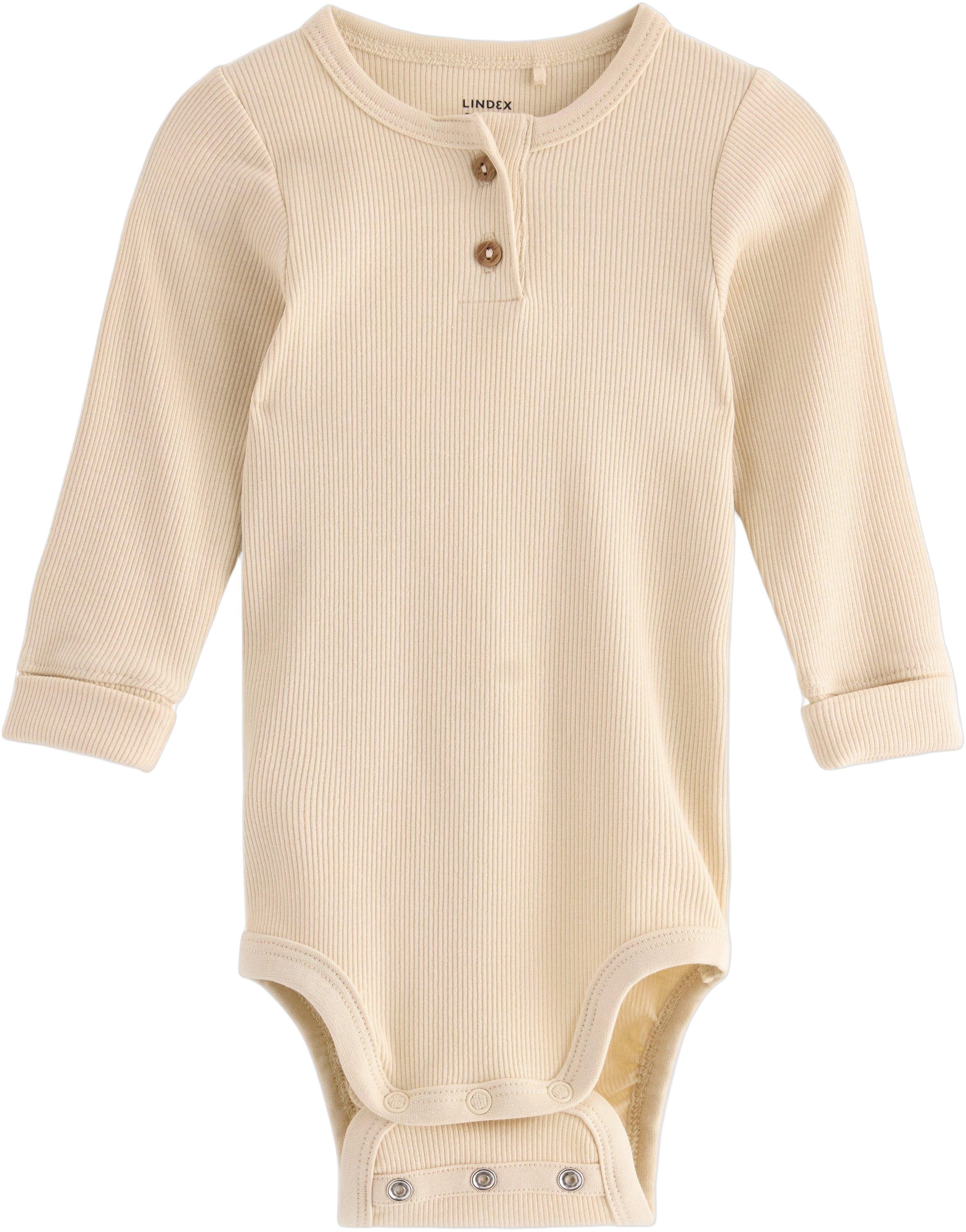 Soft long-sleeved ribbed bodysuit.