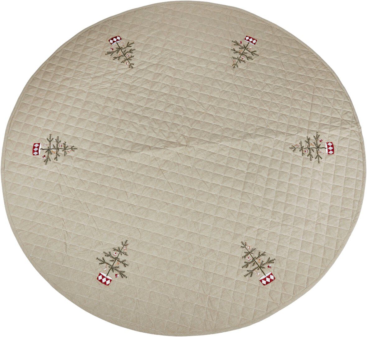 Juletr&aelig;st&aelig;ppe m/broderi D180cm quilt bomuld