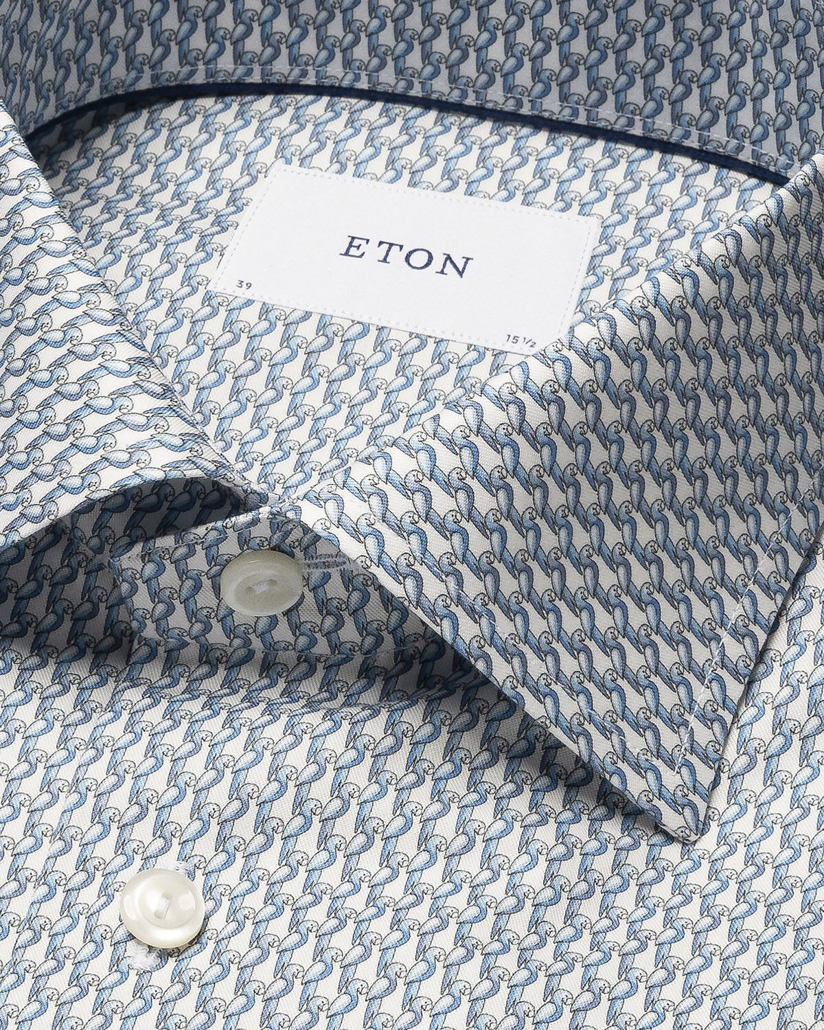 Slim Fit Light blue Parrot Print Signature Twill Shirt