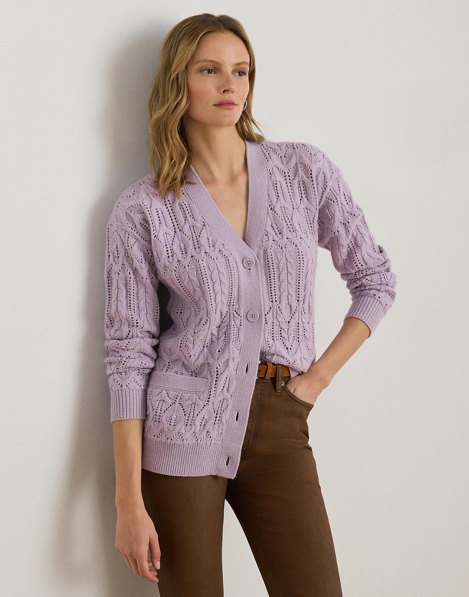 Wool-Blend V-Neck Cardigan