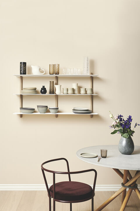 Nivo hylde stor D lys eg/ hvid