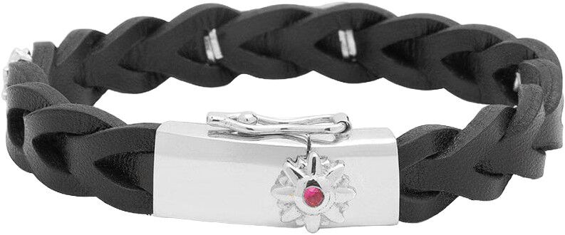 Braided Leather Bracelet with Sterling Silver Detail