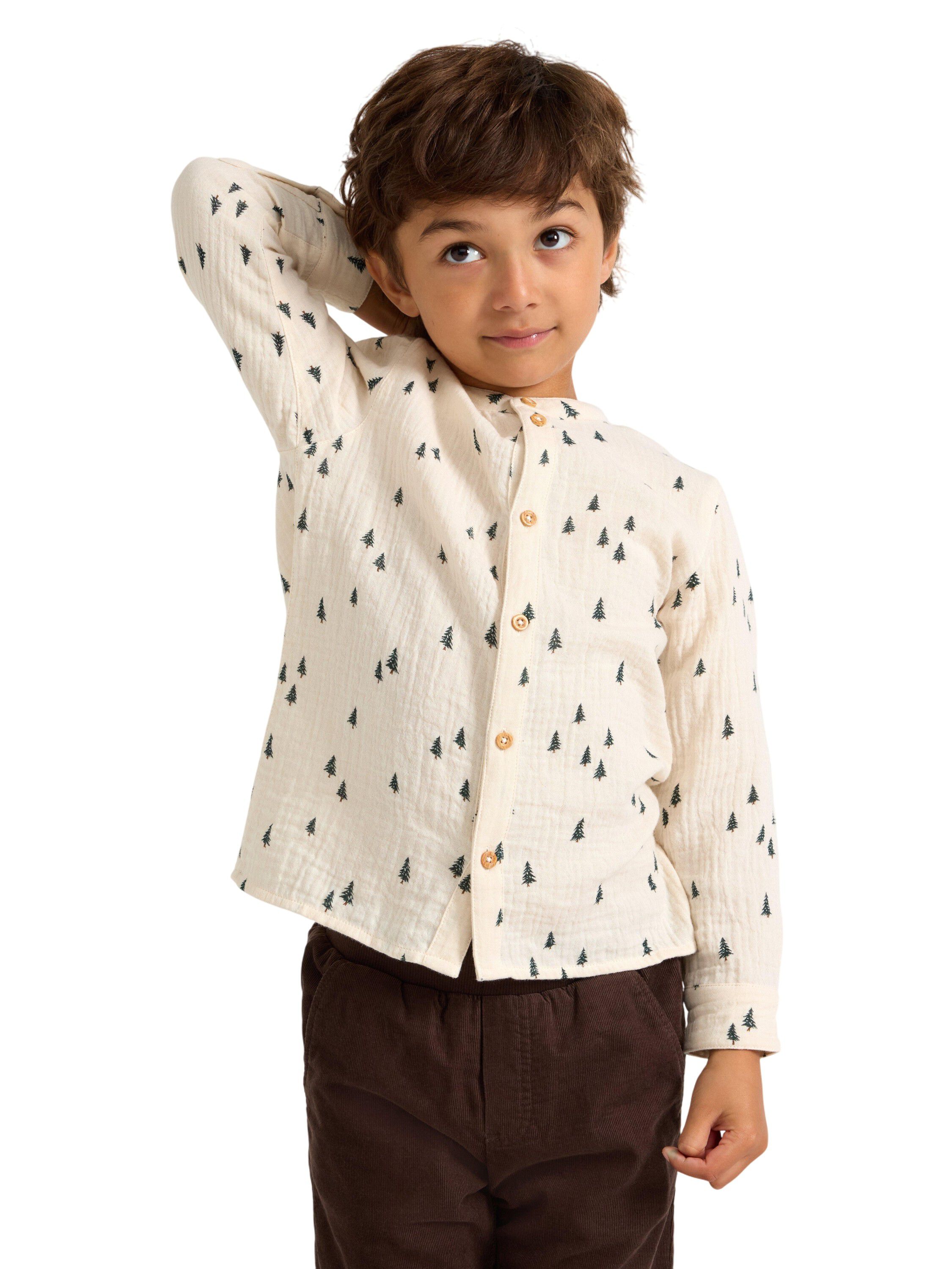 Lang&aelig;rmet skjorte i v&aelig;vet bomuld me