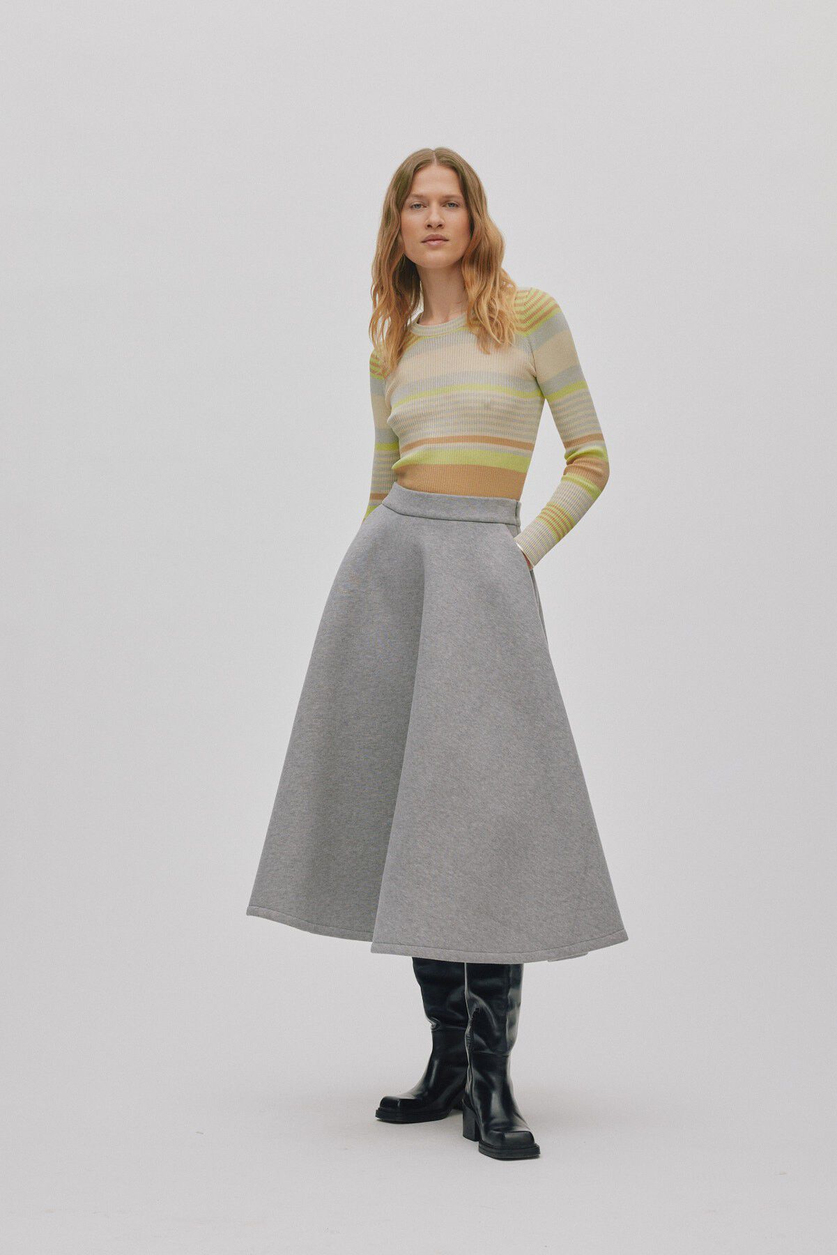 Ribbed stripes knit top - Jacka