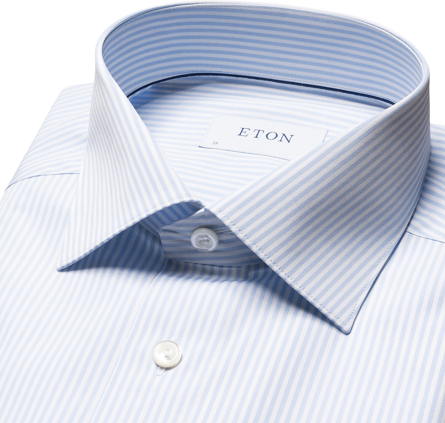 Slim Fit Light Blue Bengal Striped Elevated Poplin Shirt