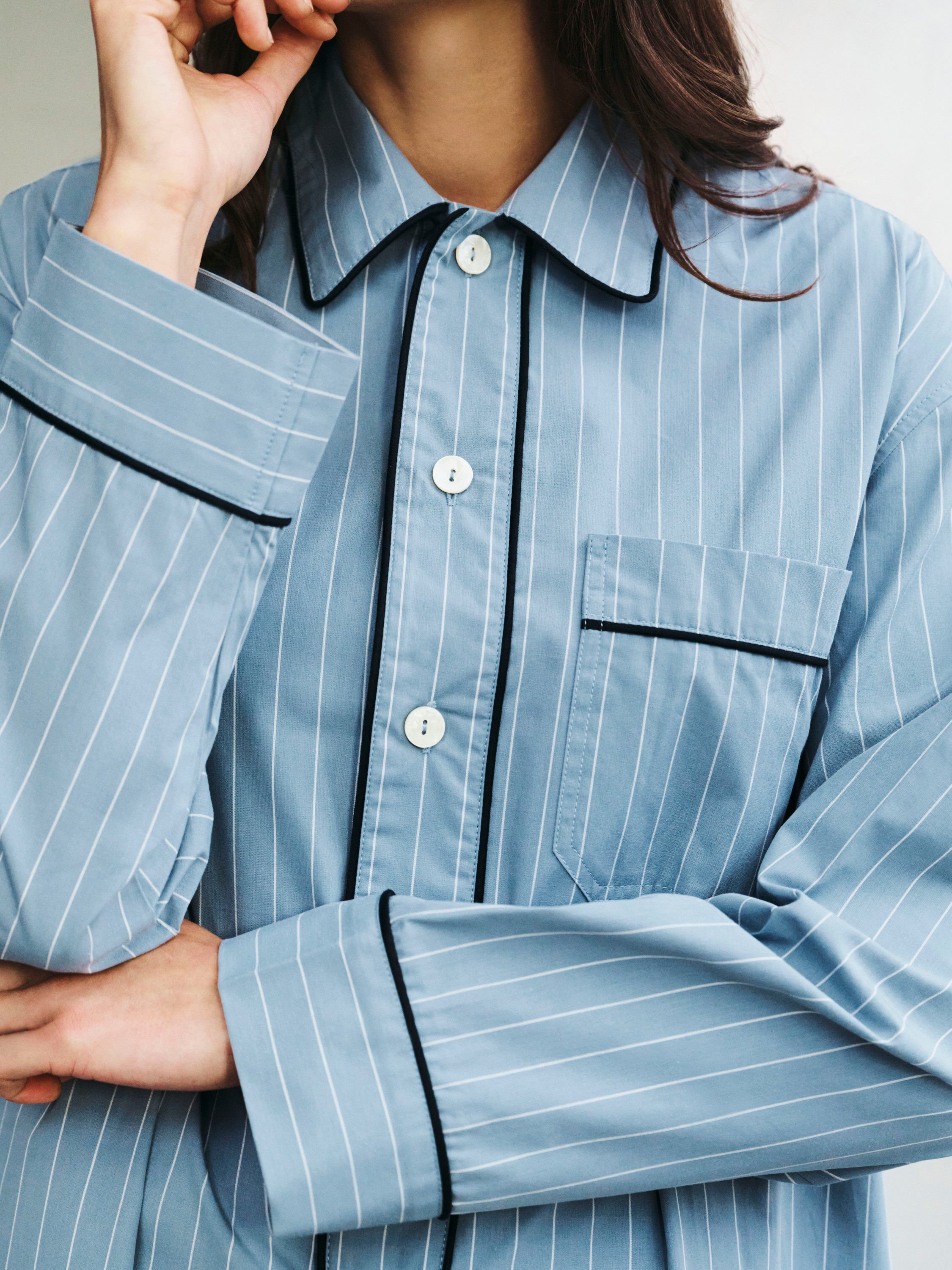 Fineline Long Nightshirt-M/L-Blue