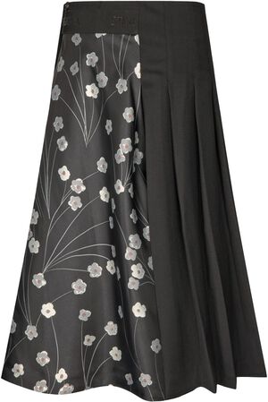 1499 Glitter Jacquard / Twill Mix, Hybrid Pleated Midi Skirt