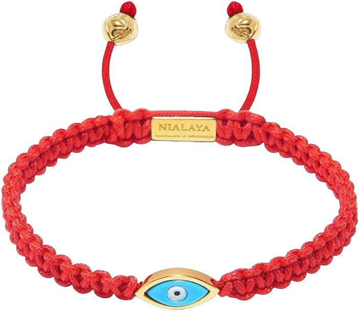 Men's Red String Bracelet with Gold Evil Eye