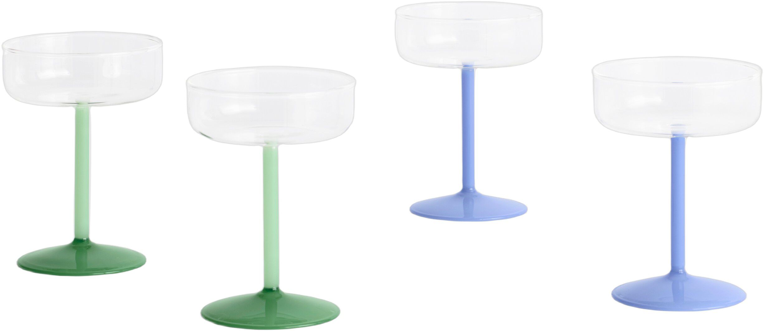 Tint Coupe Glass-Set of 2-Clear and jade light blue