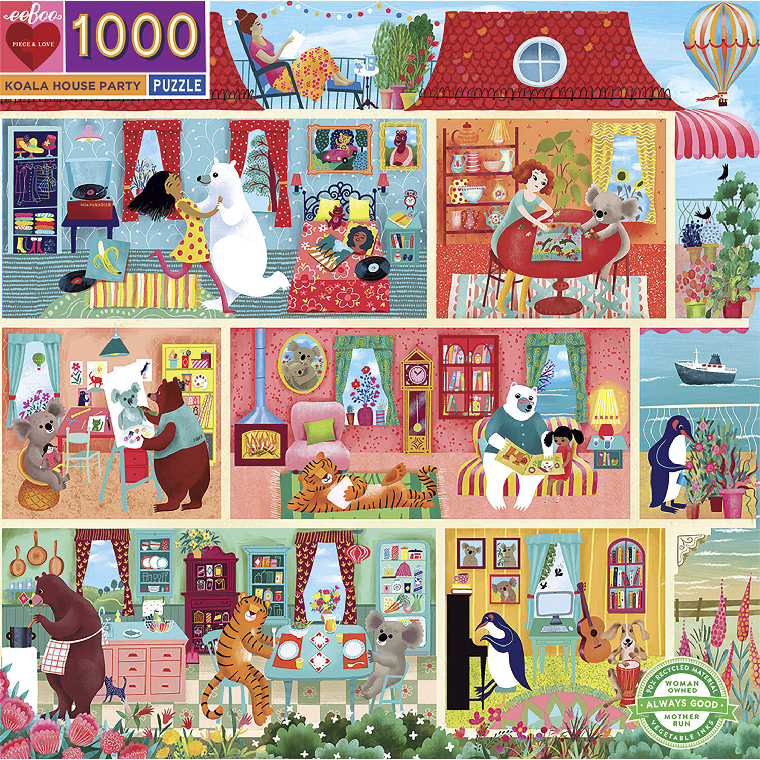 eeBoo - Puslespil 1000 brk - Koala House Party