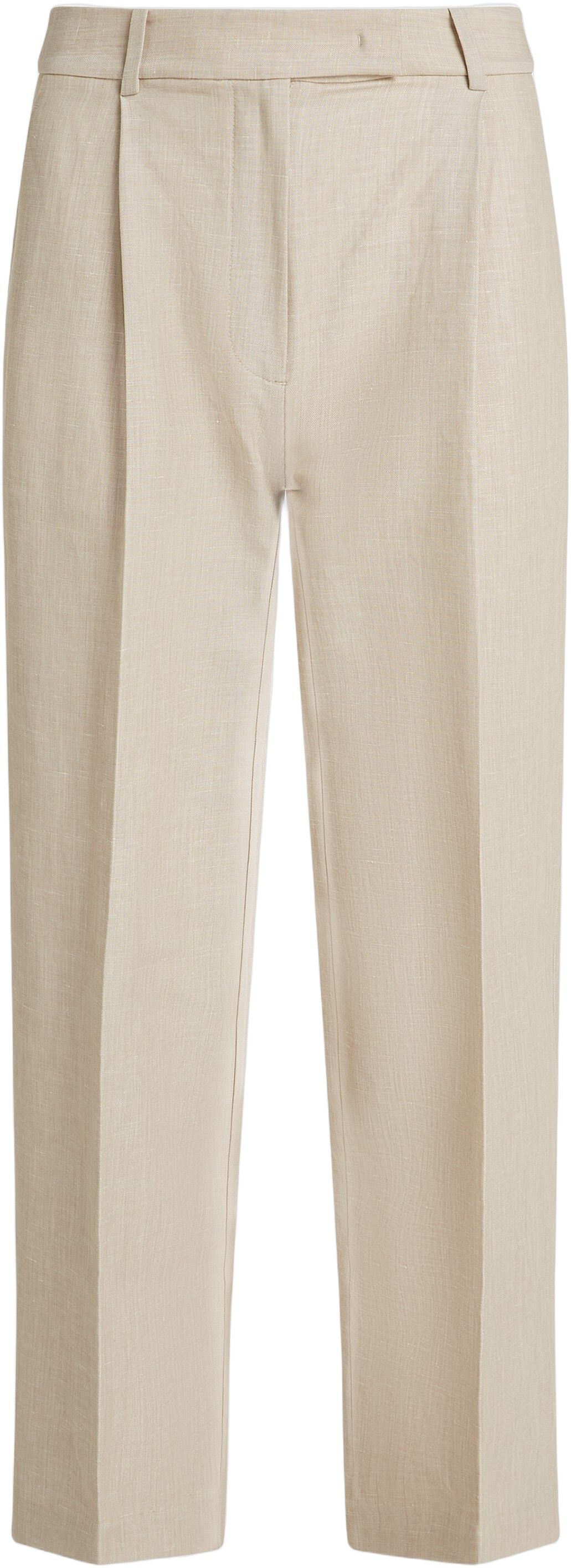 LINEN MIX PLEATED TAPERED PANTS