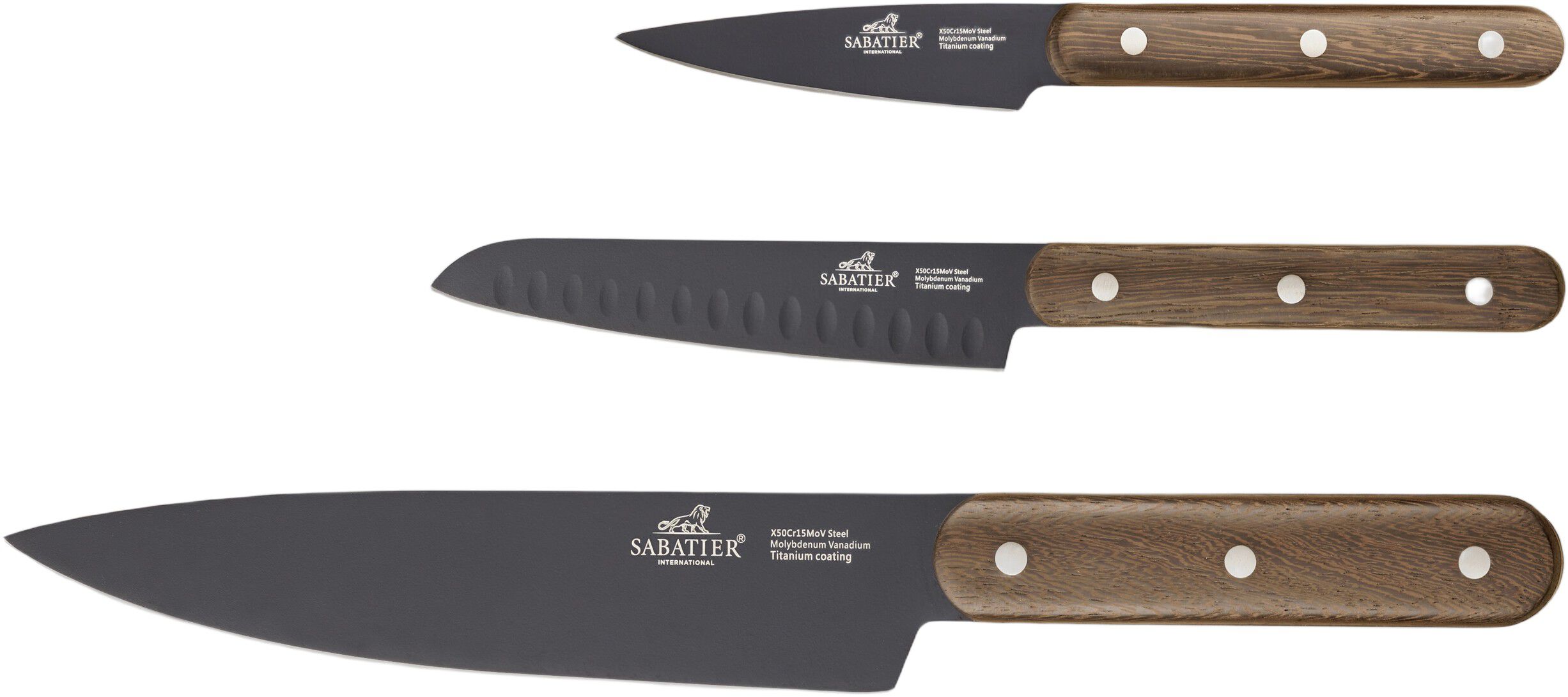 Knivsett Phenix Walnut 3 deler Svart/Valn&oslash;ttre