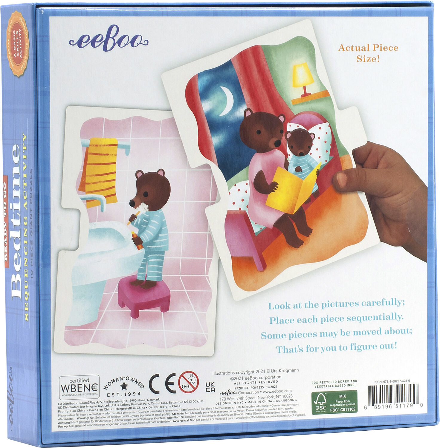 eeBoo - Jumbo puslespil 10 brk - Sengetid