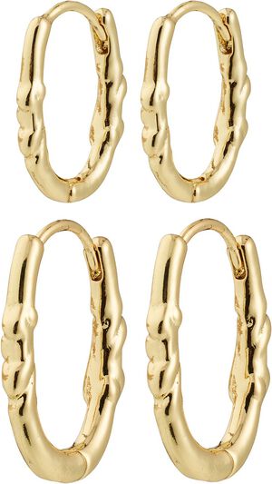 SENSE hoop øreringe, 2-i-ét sæt, guldbelagt