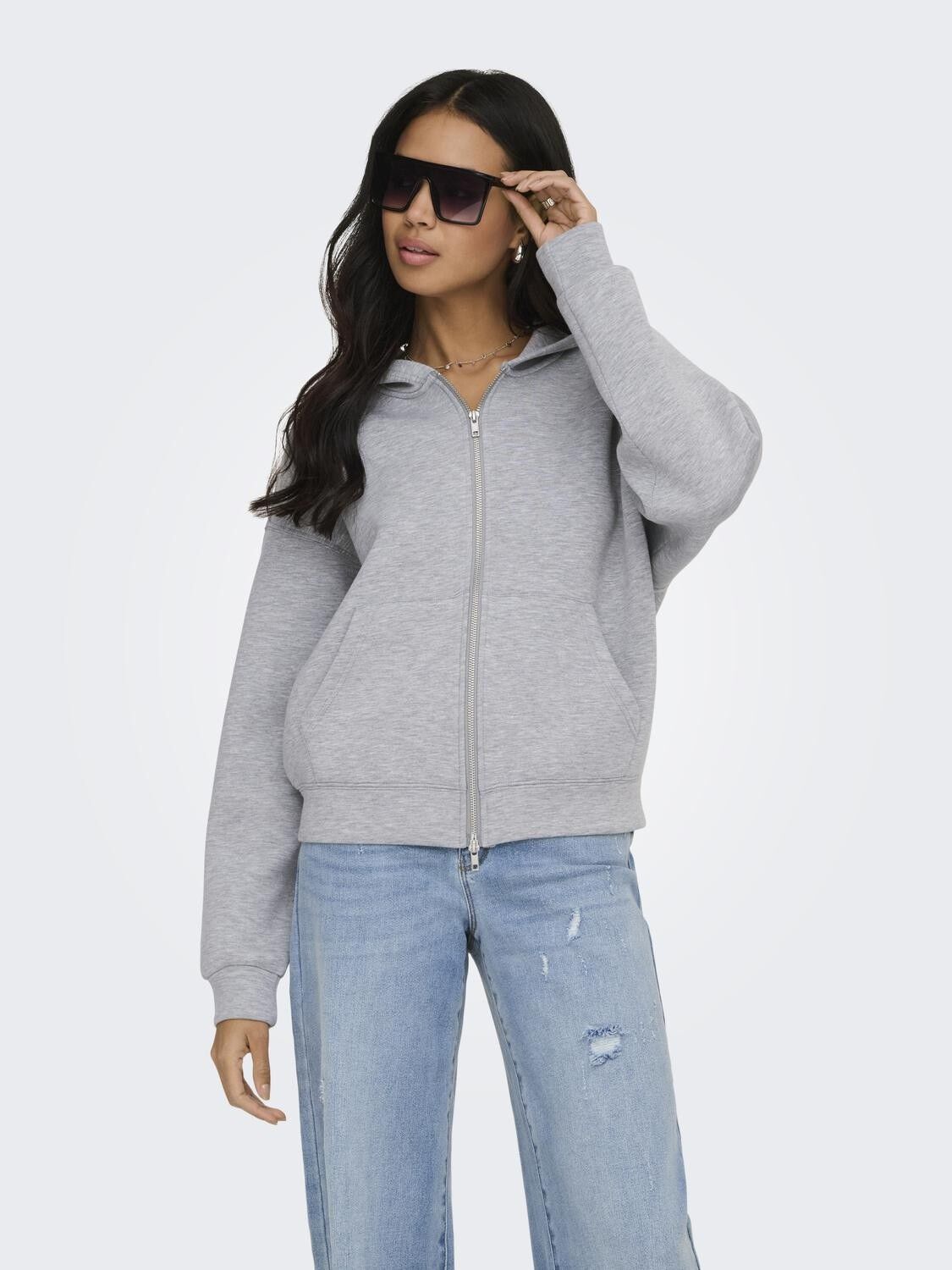 Onlnaomi L/S Two-Way Zip Hoodie Cs Swt