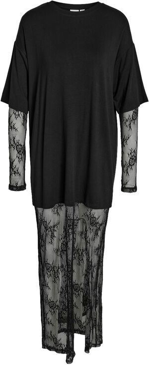 NMTIKA L/S LACE INSERT LONG DRES TN