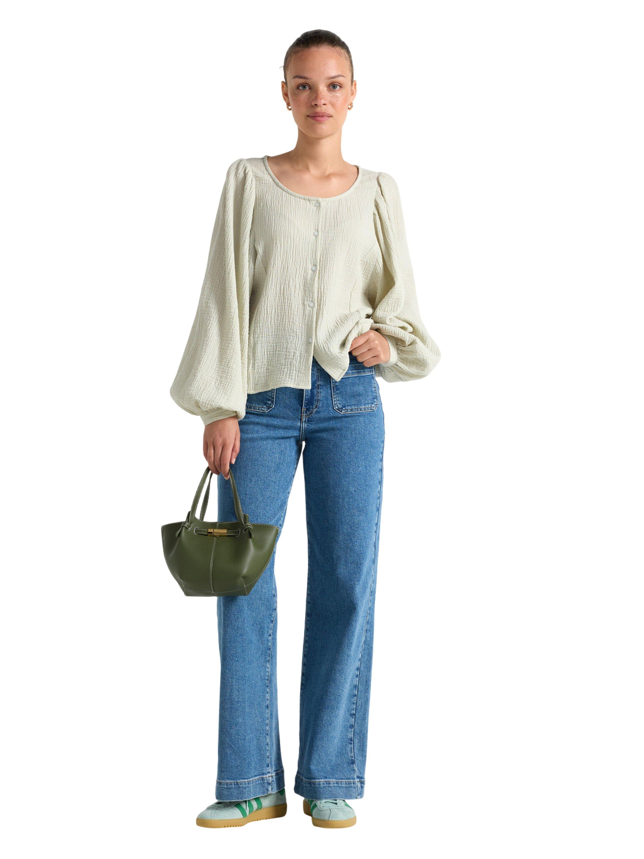 Soft blouse in cotton gauze with wi