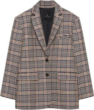 QUINN BLAZER - BEIGE AND NAVY CHECKS