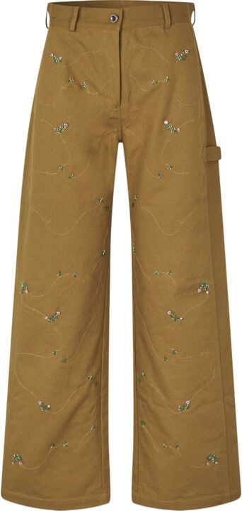 2368 Beaded Embellished Canvas, Utility Workwear Pants