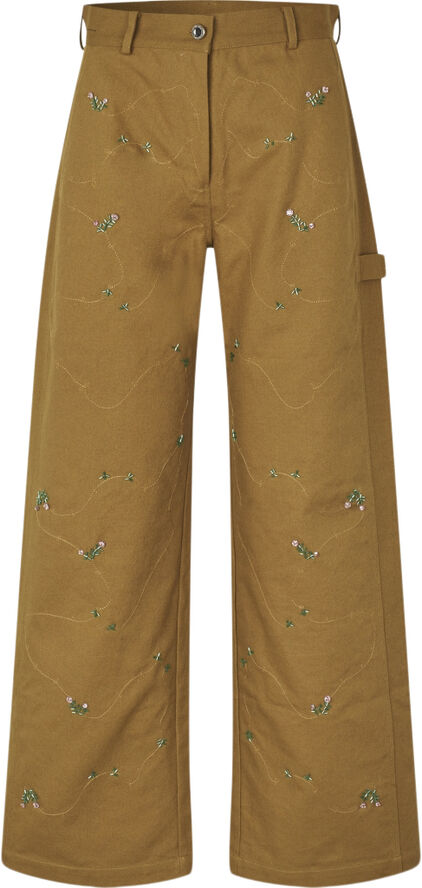 2368 Beaded Embellished Canvas, Utility Workwear Pants