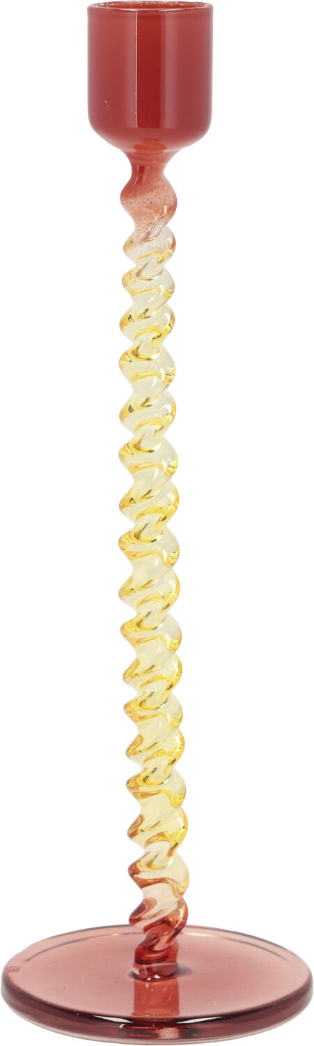 Lysestake Styles 7,4 x 20,3 cm Gul/R&oslash;d Glass
