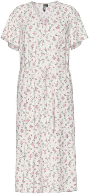 PCNYA SS V-NECK MIDI DRESS WVN BC