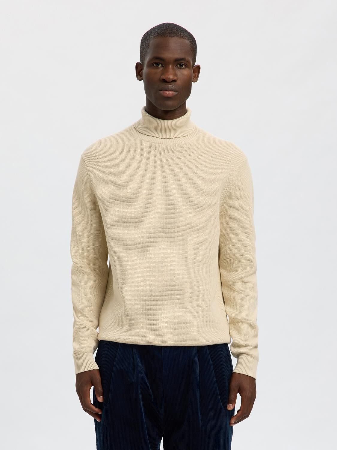 SLHDANE LS KNIT STRUCTURE ROLL NECK