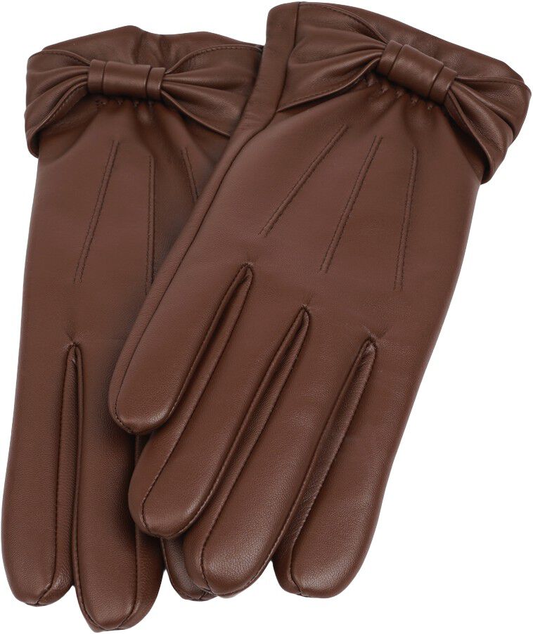 SONDRIO - BOW DETAIL LEATHER GLOVES WITH CASHMERE LINING