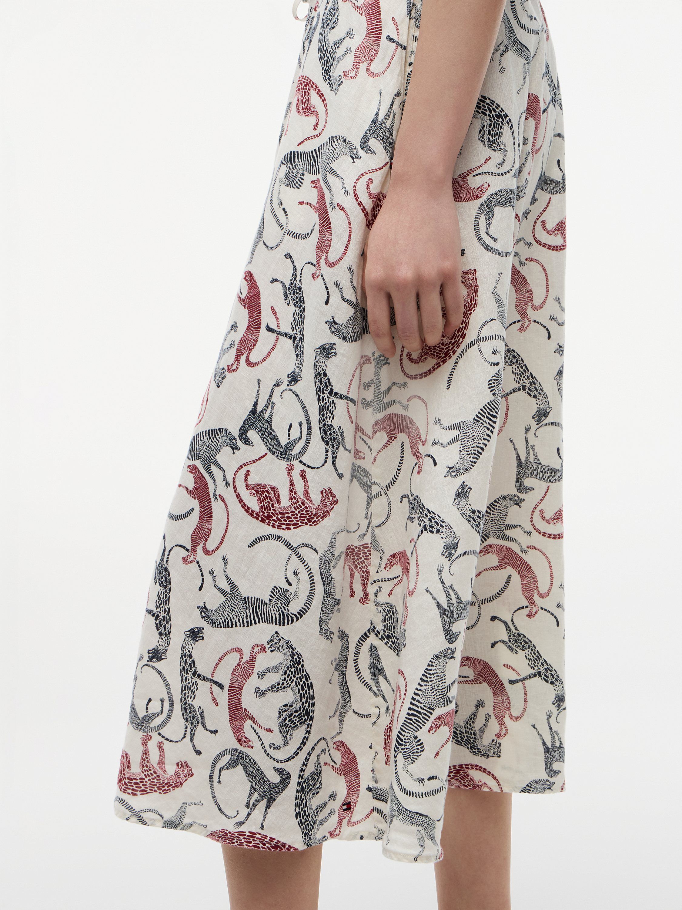 Pure Linen A-Line Midi Skirt