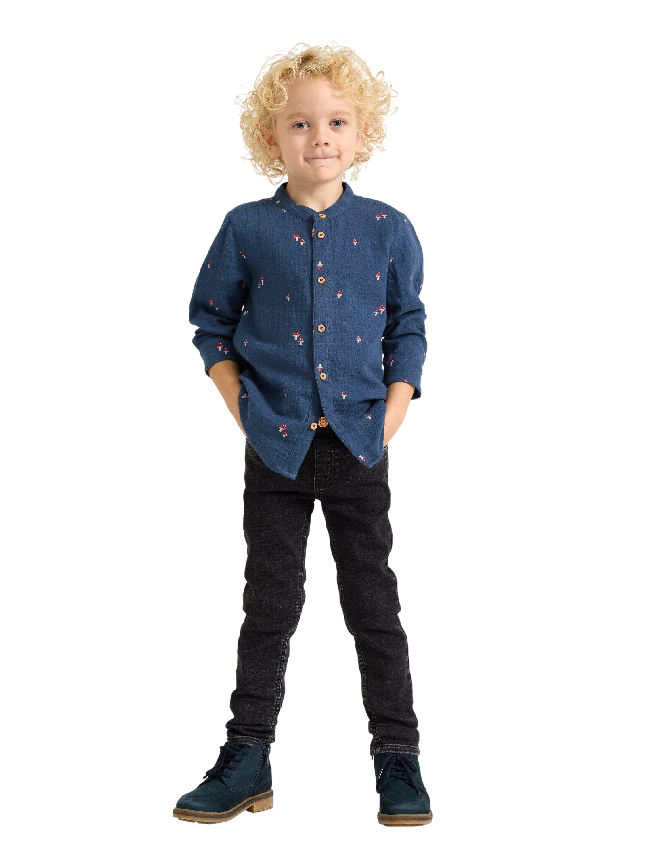 Langermet skjorte i vevd bomull med