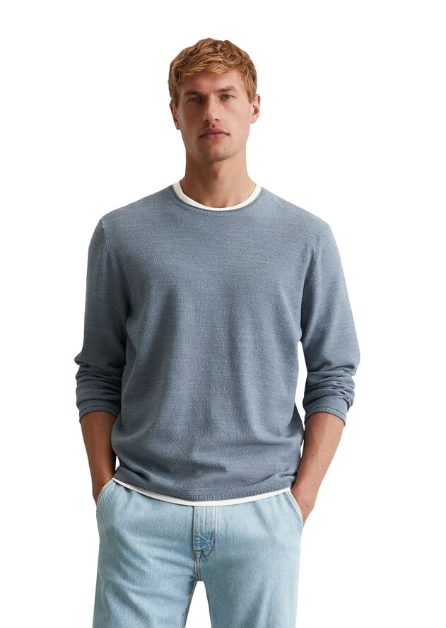 Crewneck, cotton slub, piqué struct