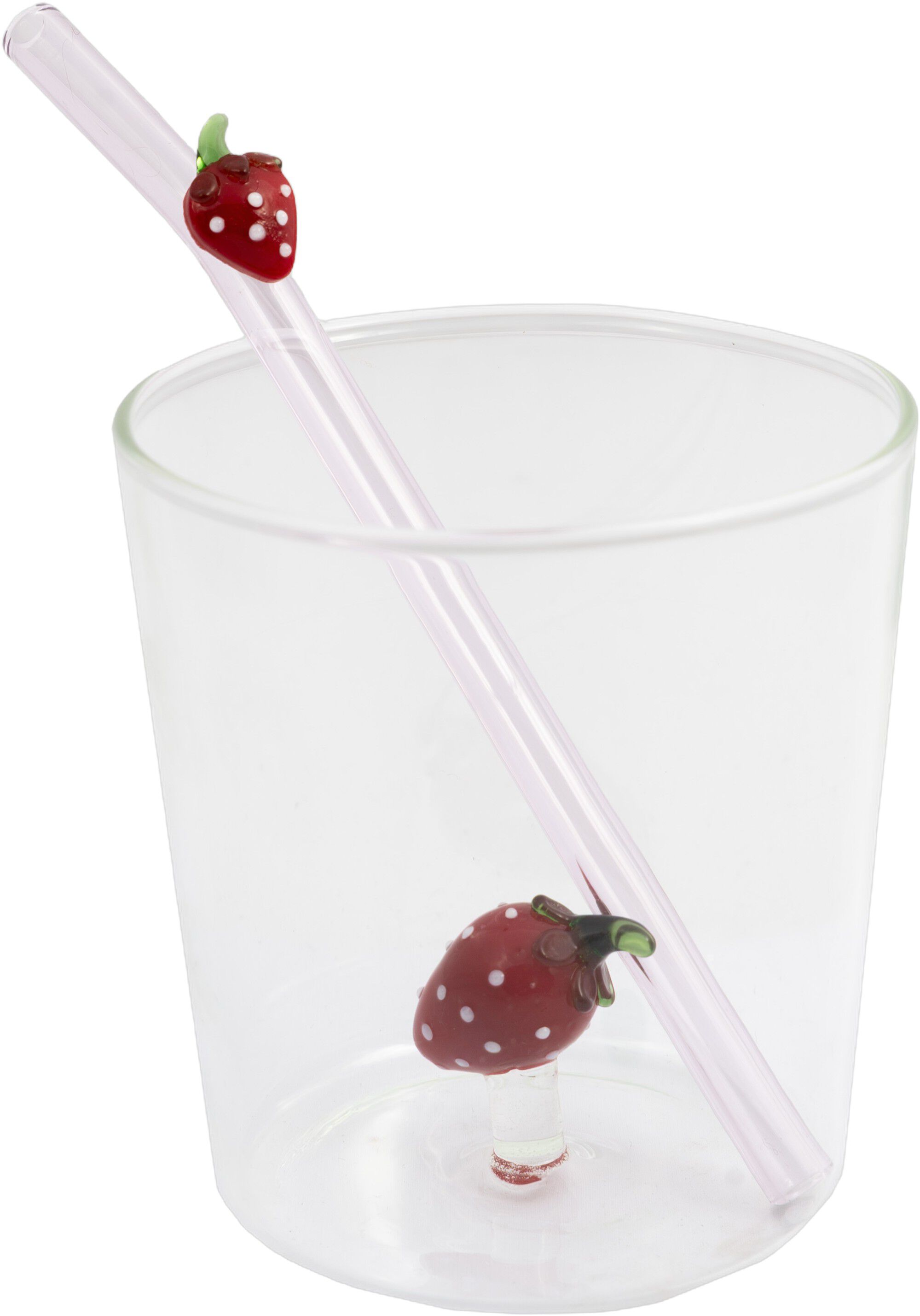 Glas med suger&oslash;r jordb&aelig;r