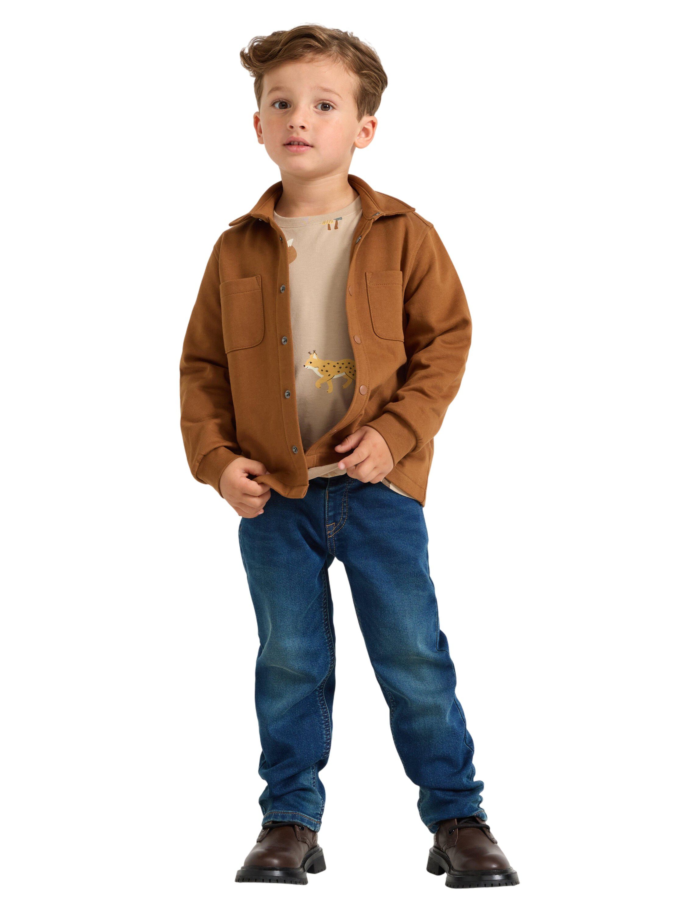 Mjuk overshirt i bomullstrik&aring; med