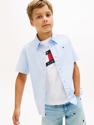 Essential Flag Embroidery Short Sleeve Oxford Shirt