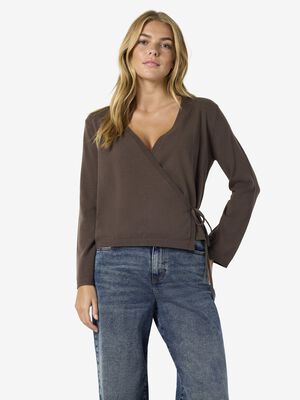 NMSHYLA L/S V-NECK TIE KNIT CARDIGA