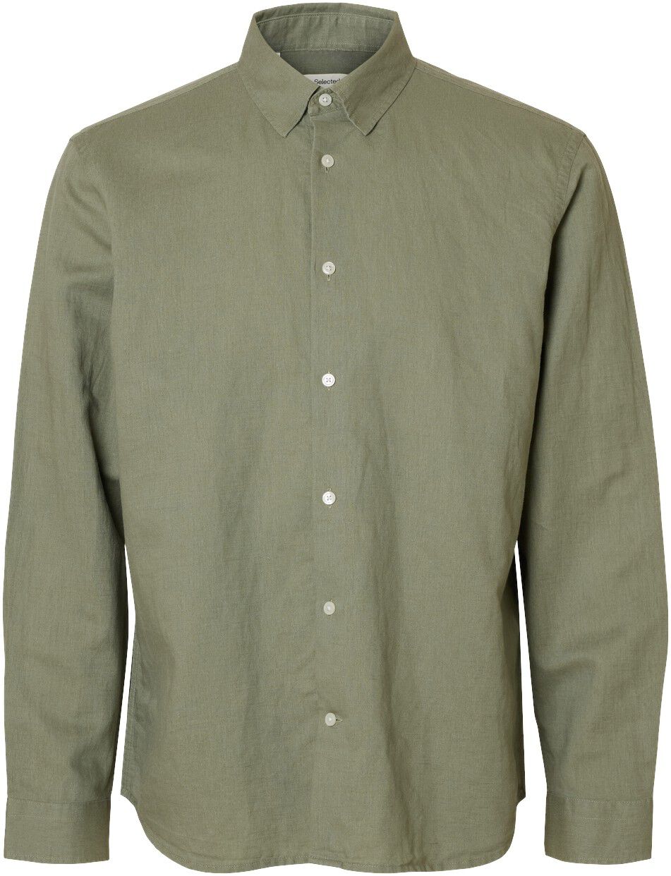 Slhregclay Linenblend Ls Shirt Cla Noos