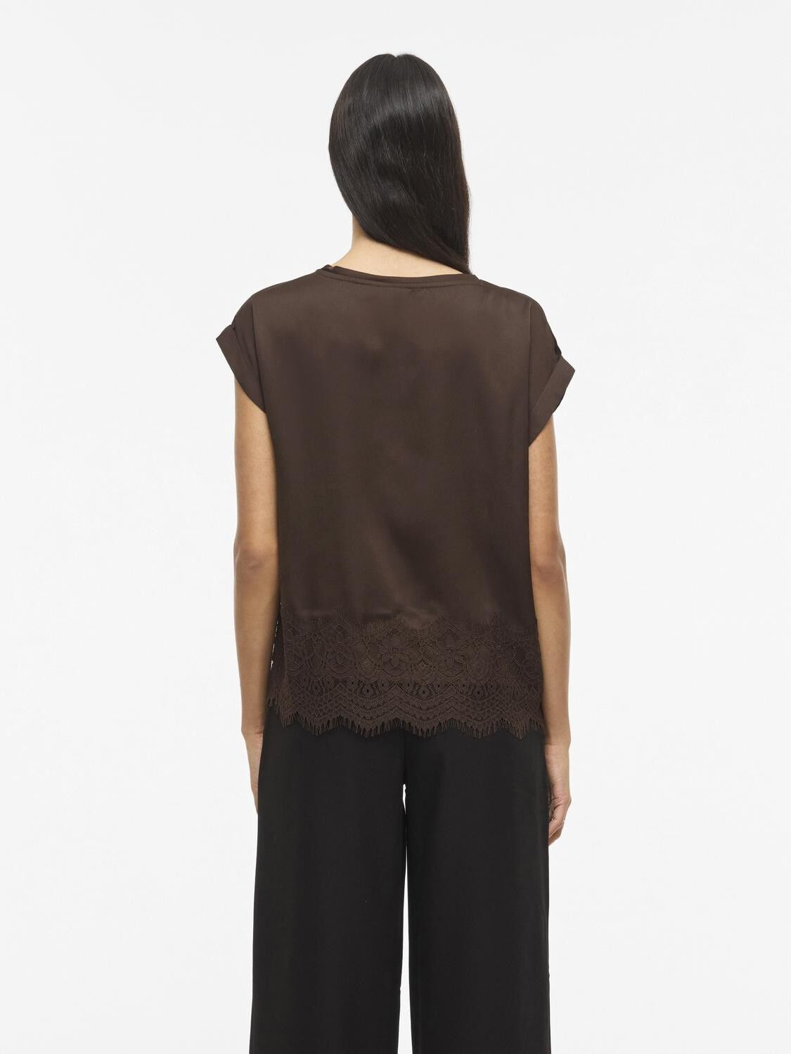 VIELLETTE S/S FULL SATIN LACE TOP -
